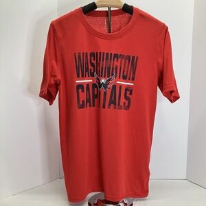 NHL Boys‎ Red Washington Capitals Licensed Logo Hockey Tee T Shirt Size XL